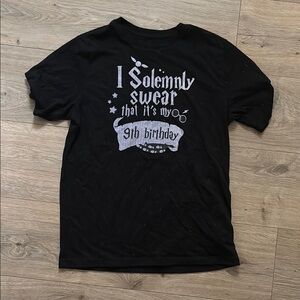 9th birthday shirt. Printed at home. “I Solemnly Swear It’s My 9th Birthday”